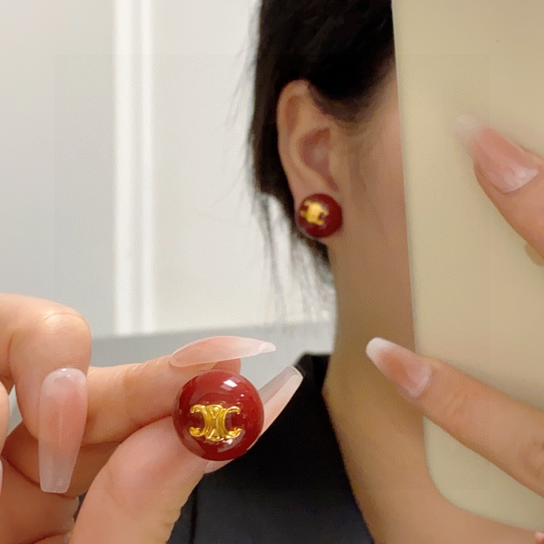 First Copy
 Celine Jewelry Earring AAA Replica
 Red Fashion