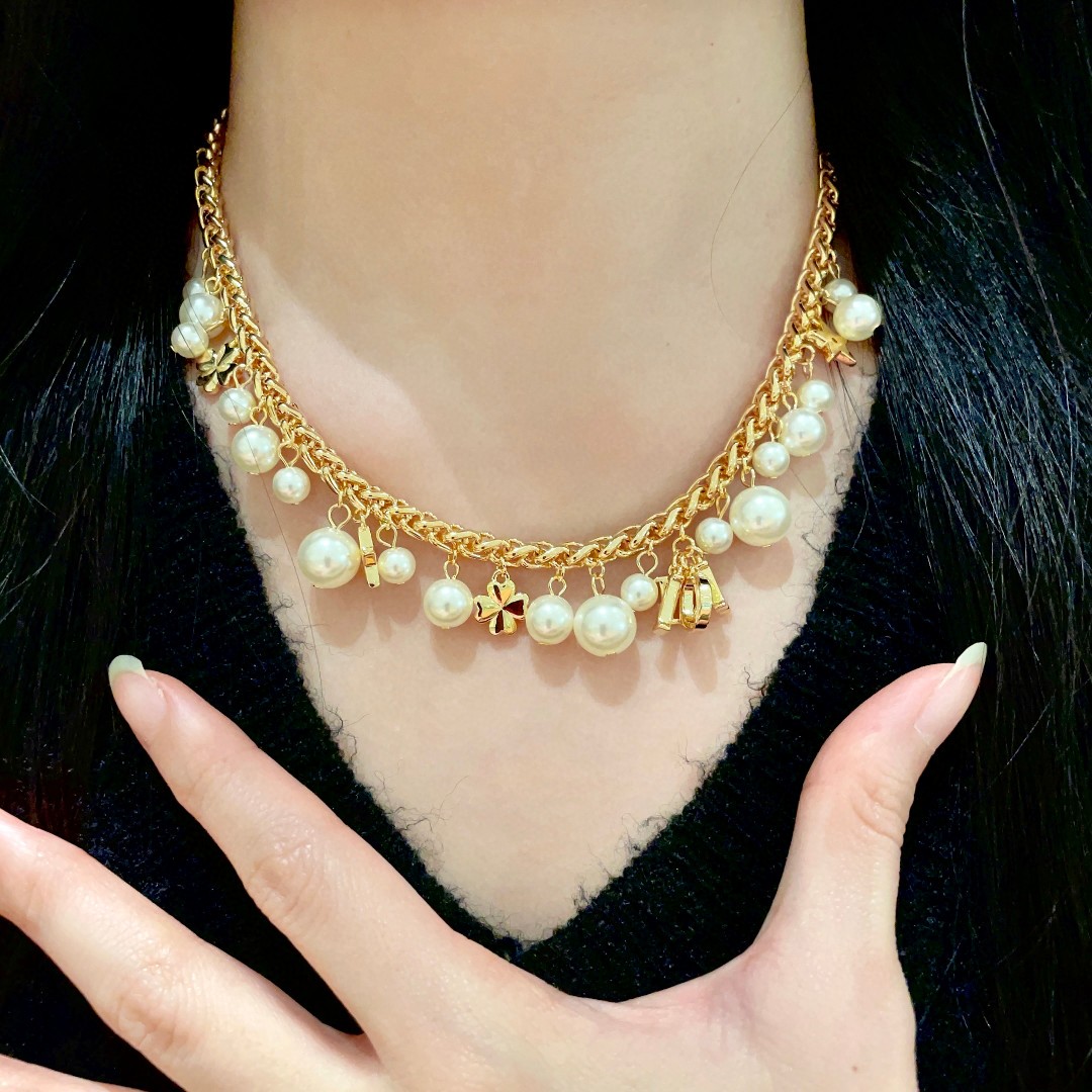 👑Dior 迪奥  中古 项链 专柜一致上新 精选原版一致 黄铜材质 甜美气质高雅.