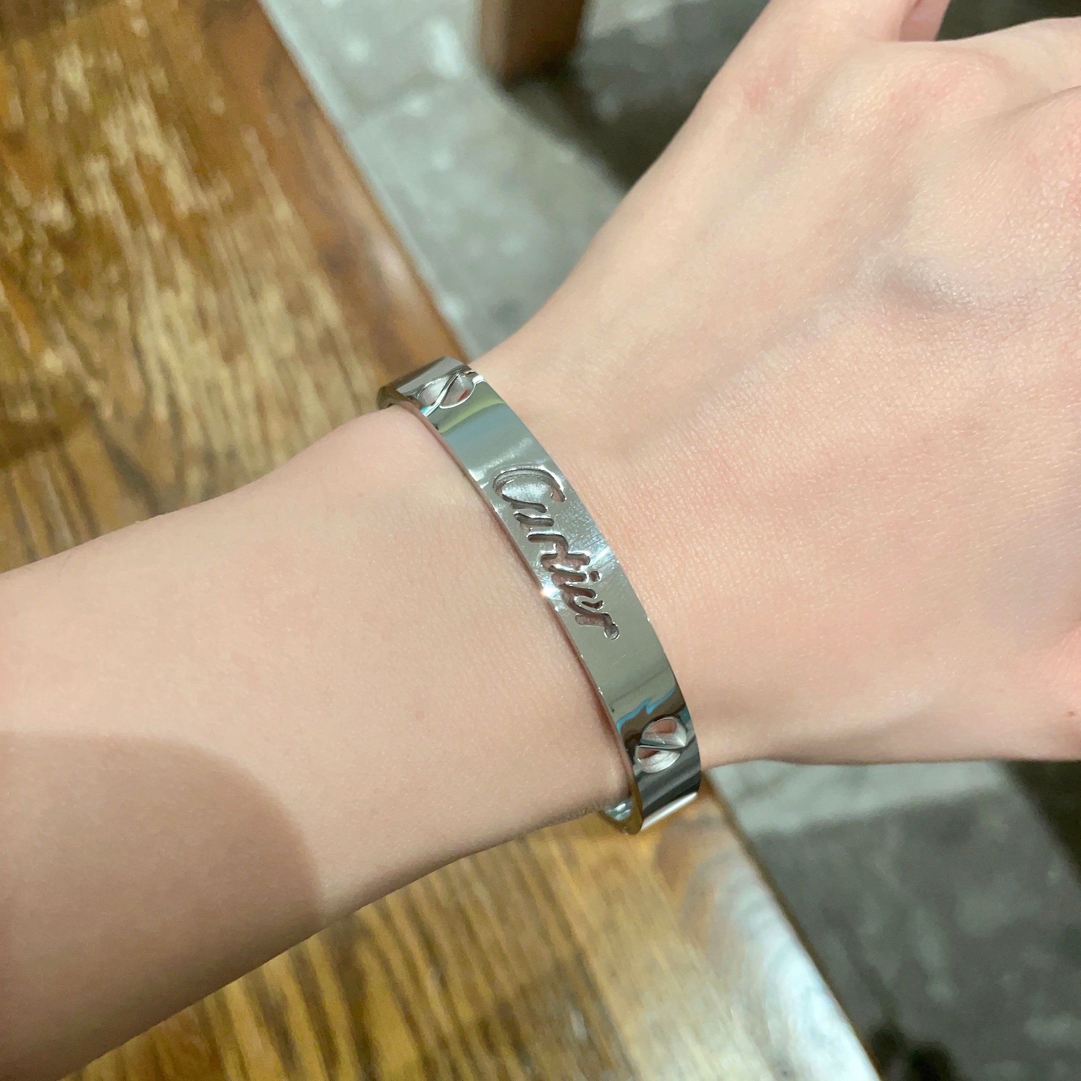 Cartier Signature Logo Cuff Bracelet bracelet Silver-toned metal 17cm