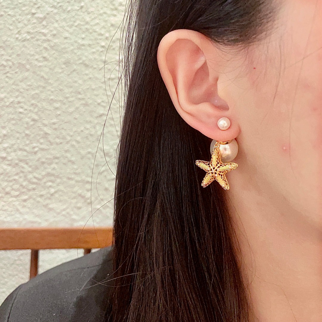 👑Dior 迪奥 中古 耳环 专柜一致上新 精选原版一致 黄铜材质 甜美气质高