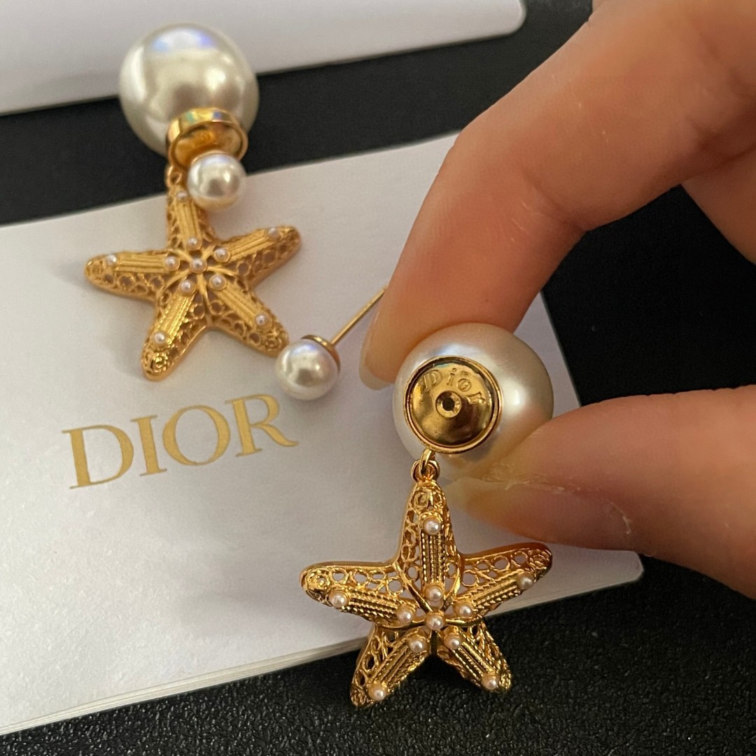👑Dior 迪奥 中古 耳环 专柜一致上新 精选原版一致 黄铜材质 甜美气质高