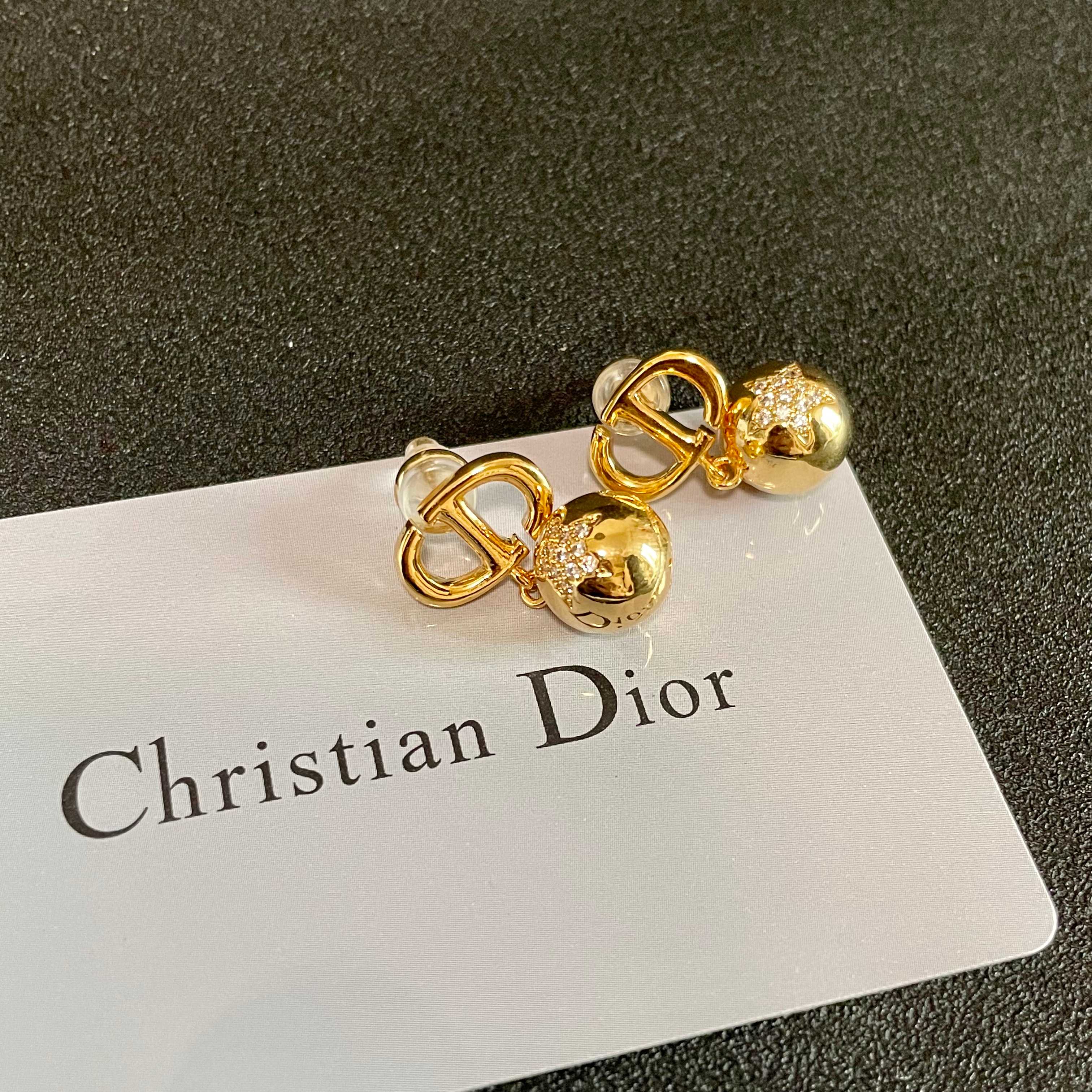 👑Dior 迪奥 中古 耳环 专柜一致上新 精选原版一致 黄铜材质 甜美气质高