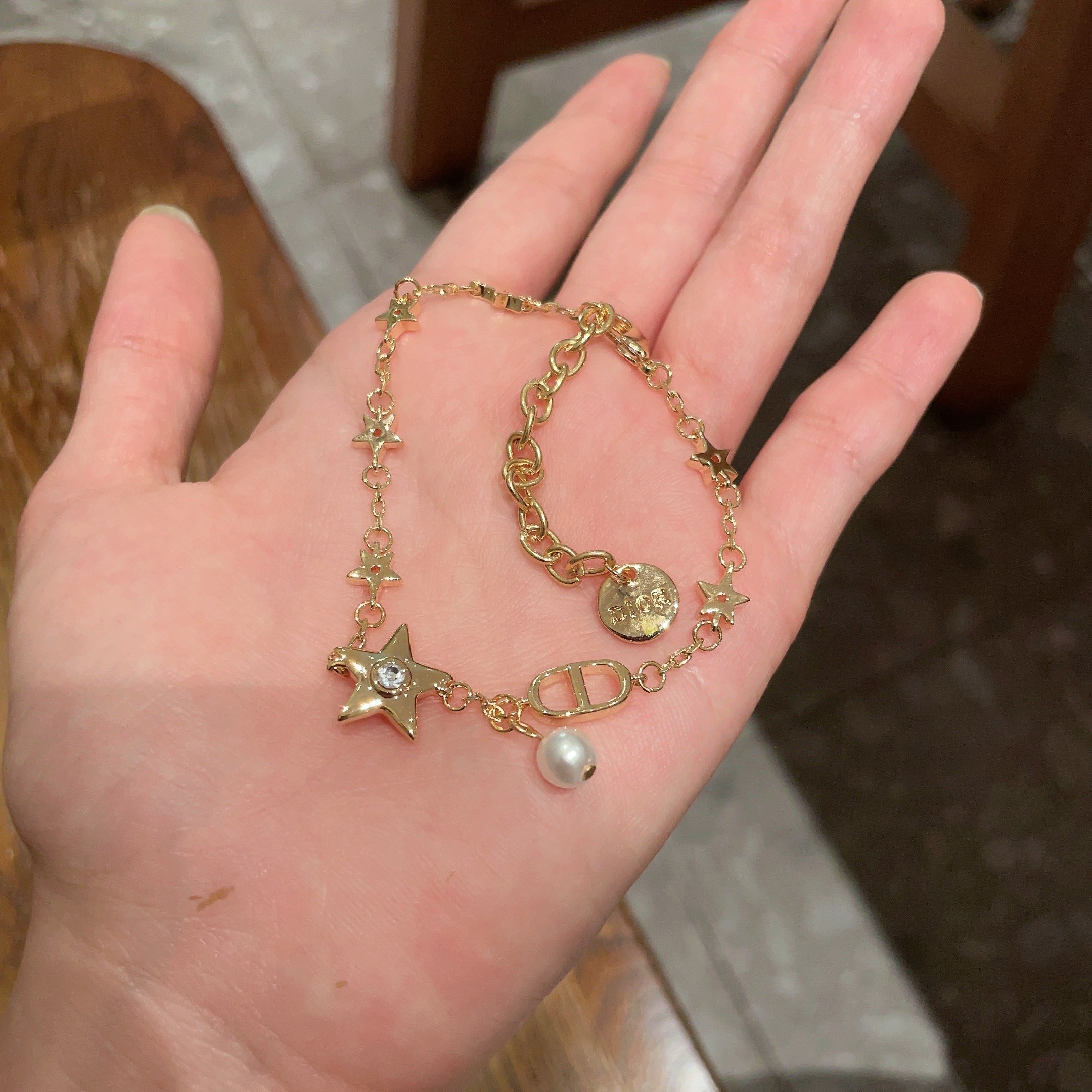 👑Dior 迪奥  中古 手链 专柜一致上新 精选原版一致 黄铜材质 甜美气质高雅.