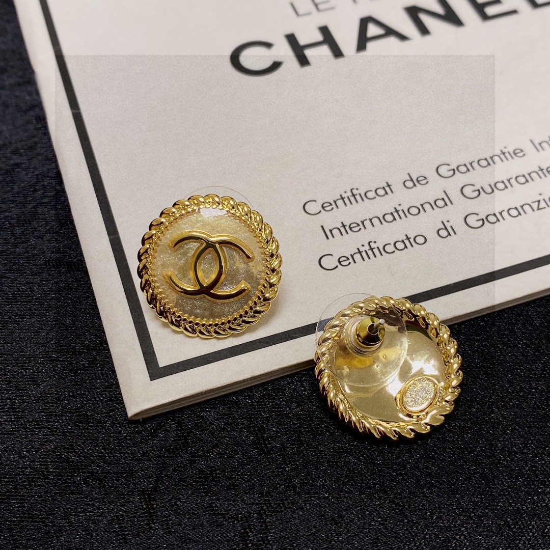 👑小香 CHANEL火爆新品  中古金个性时尚双C耳钉  代购级别 一比一品质 优雅大方精工设计   非
