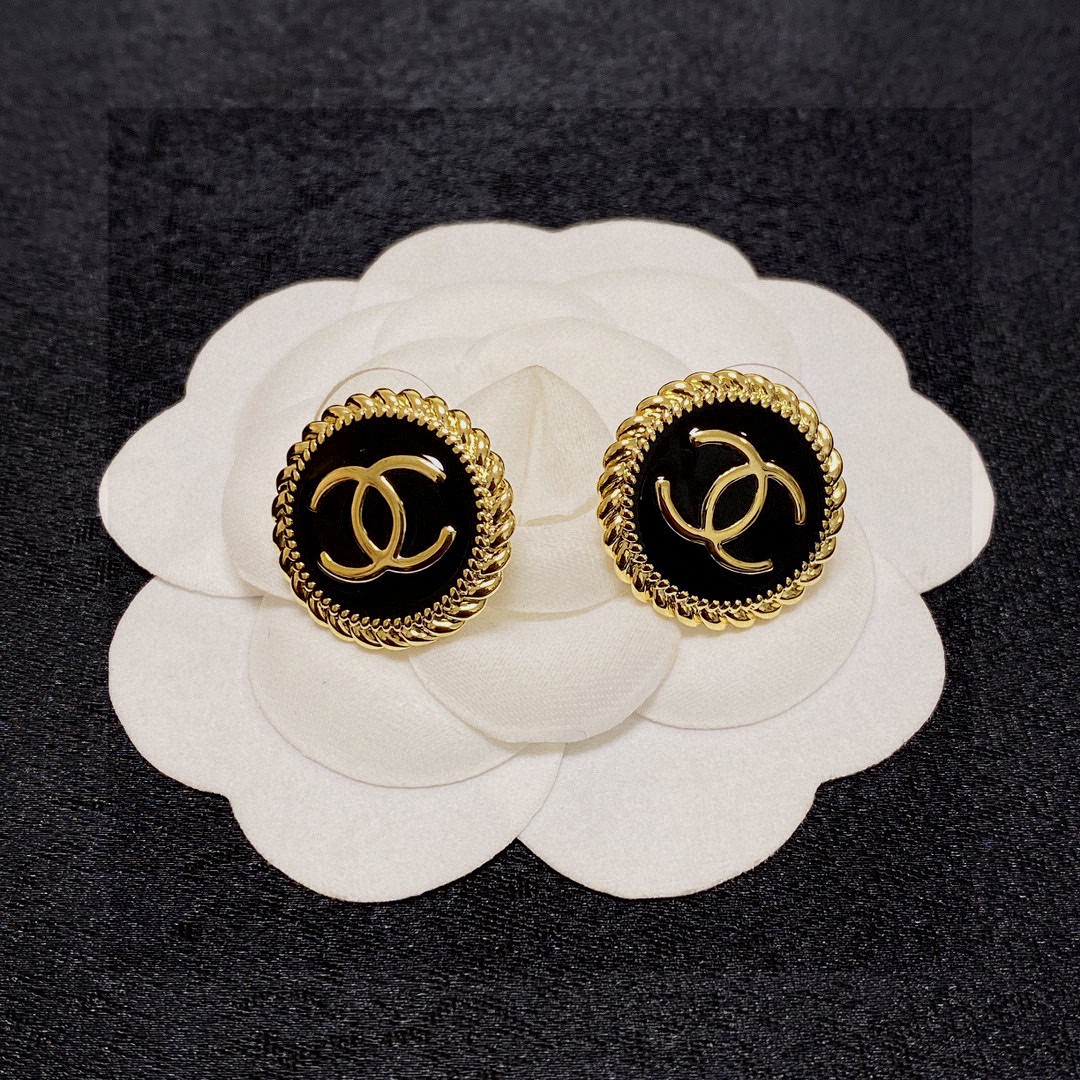 👑小香 CHANEL火爆新品  中古金个性时尚双C耳钉  代购级别 一比一品质 优雅大方精工设计   非