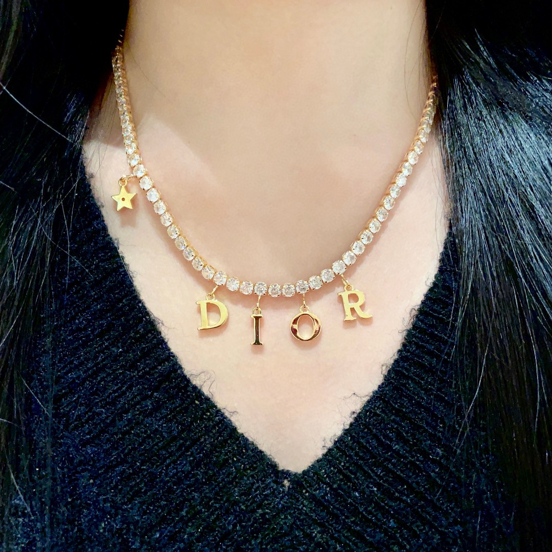 👑Dior 迪奥  中古 项链 专柜一致上新 精选原版一致 黄铜材质 甜美气质高雅.