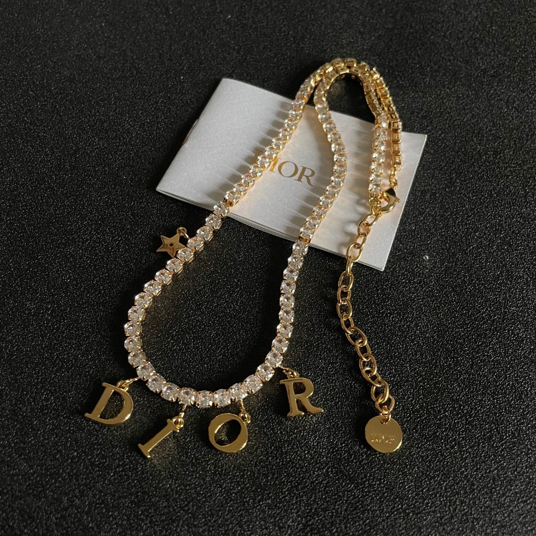 👑Dior 迪奥  中古 项链 专柜一致上新 精选原版一致 黄铜材质 甜美气质高雅.