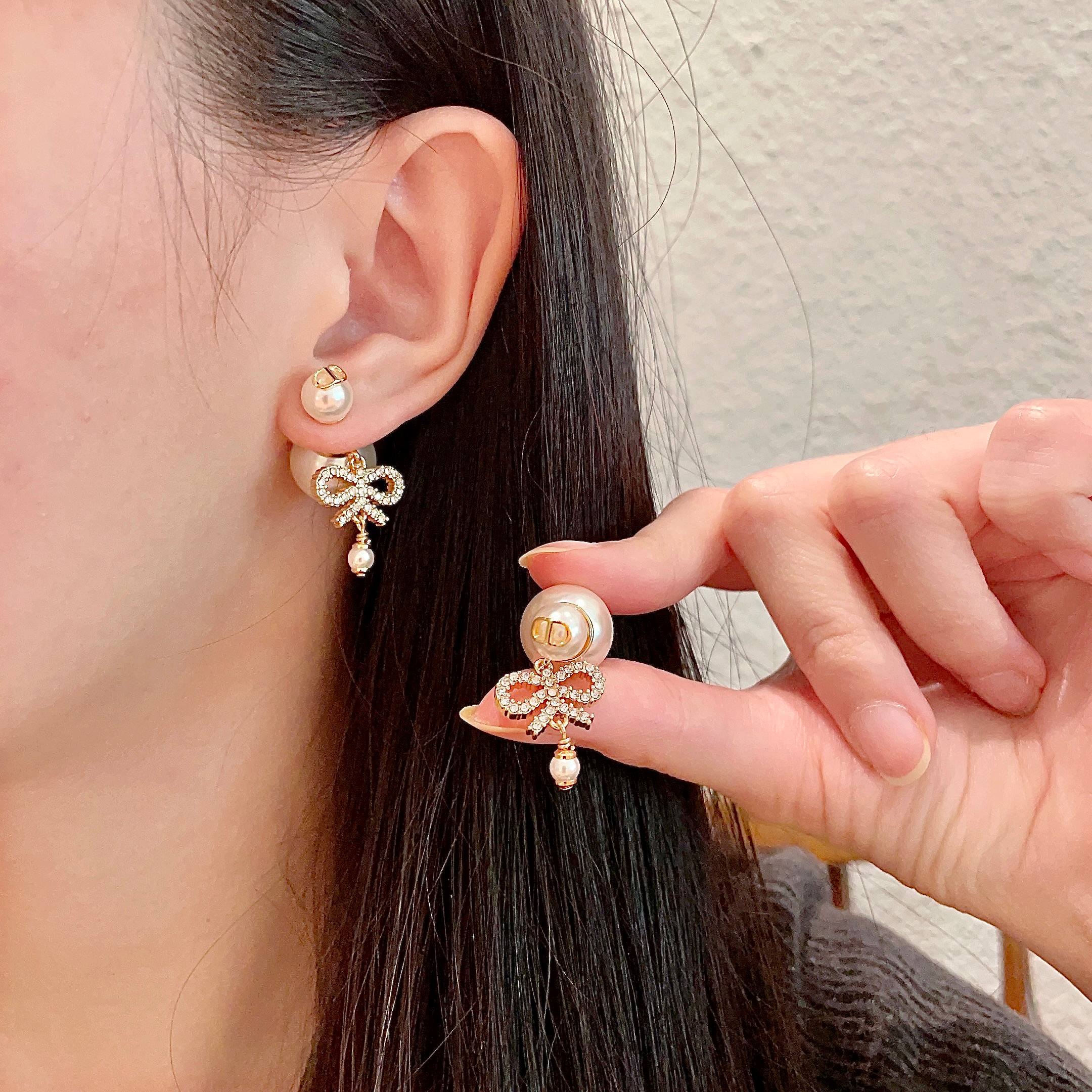 👑Dior 迪奥 中古 耳环 专柜一致上新 精选原版一致 黄铜材质 甜美气质高