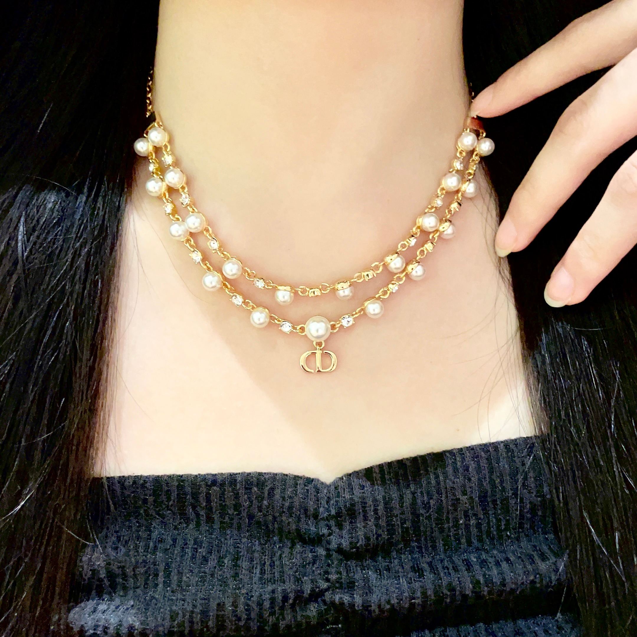 👑Dior 迪奥  中古 项链 专柜一致上新 精选原版一致 黄铜材质 甜美气质高雅.