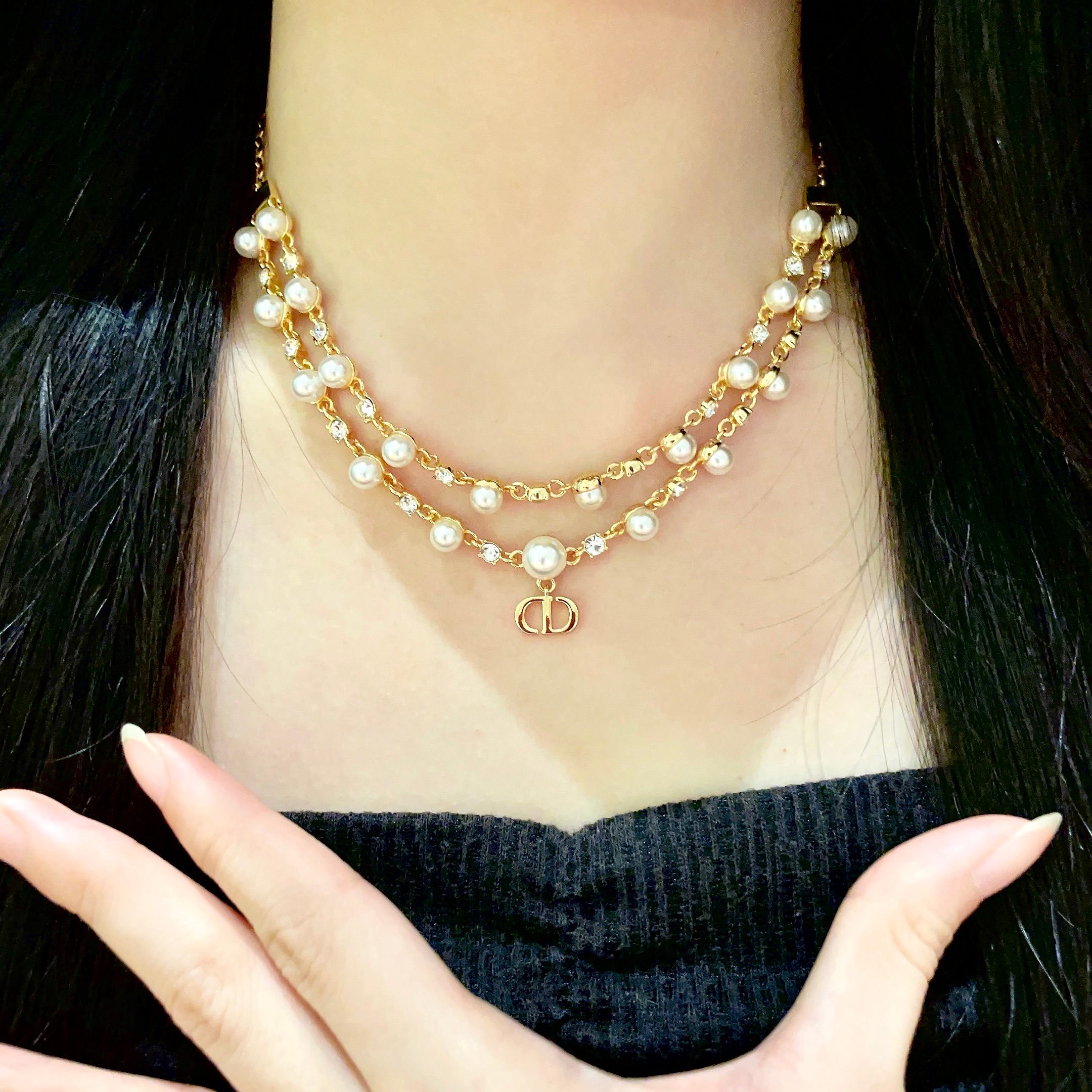 👑Dior 迪奥  中古 项链 专柜一致上新 精选原版一致 黄铜材质 甜美气质高雅.