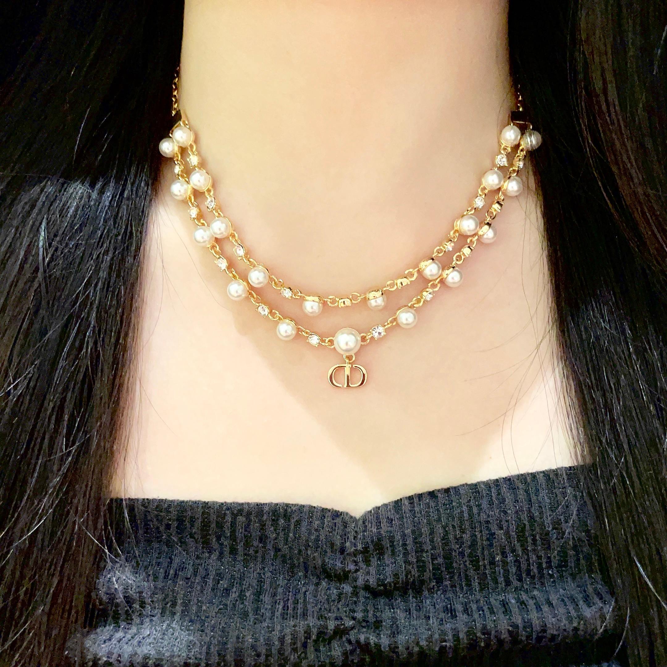 👑Dior 迪奥  中古 项链 专柜一致上新 精选原版一致 黄铜材质 甜美气质高雅.