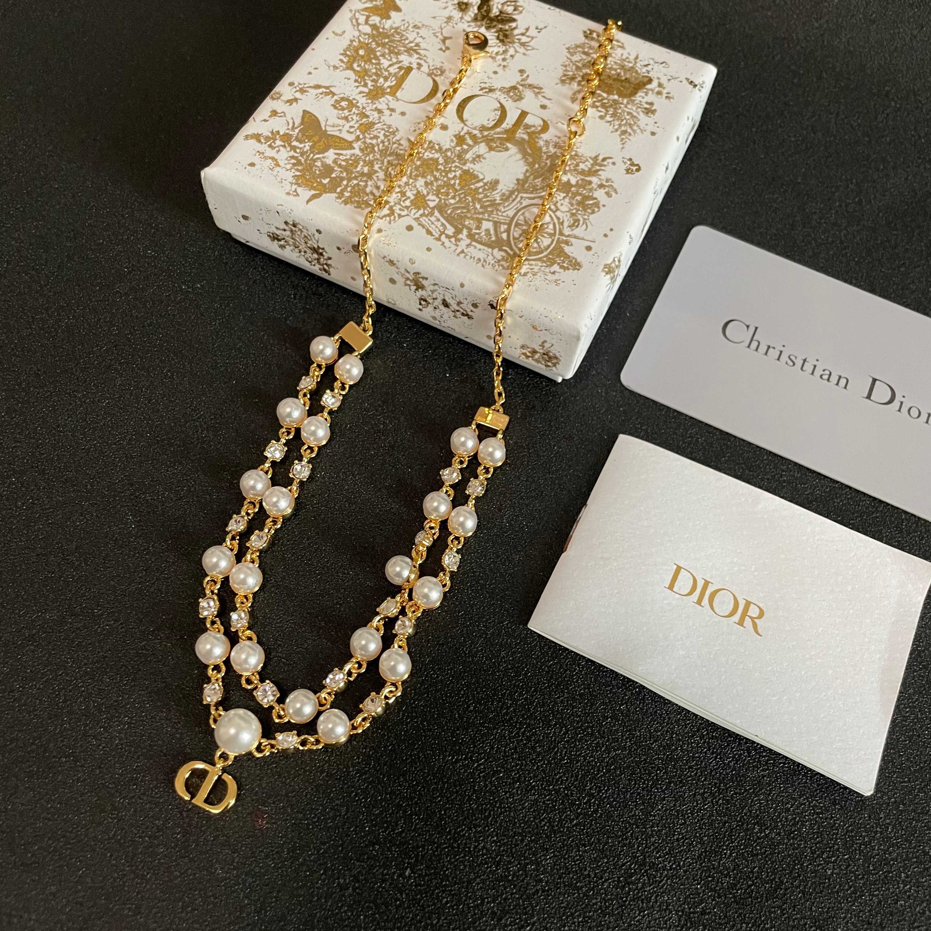 👑Dior 迪奥  中古 项链 专柜一致上新 精选原版一致 黄铜材质 甜美气质高雅.