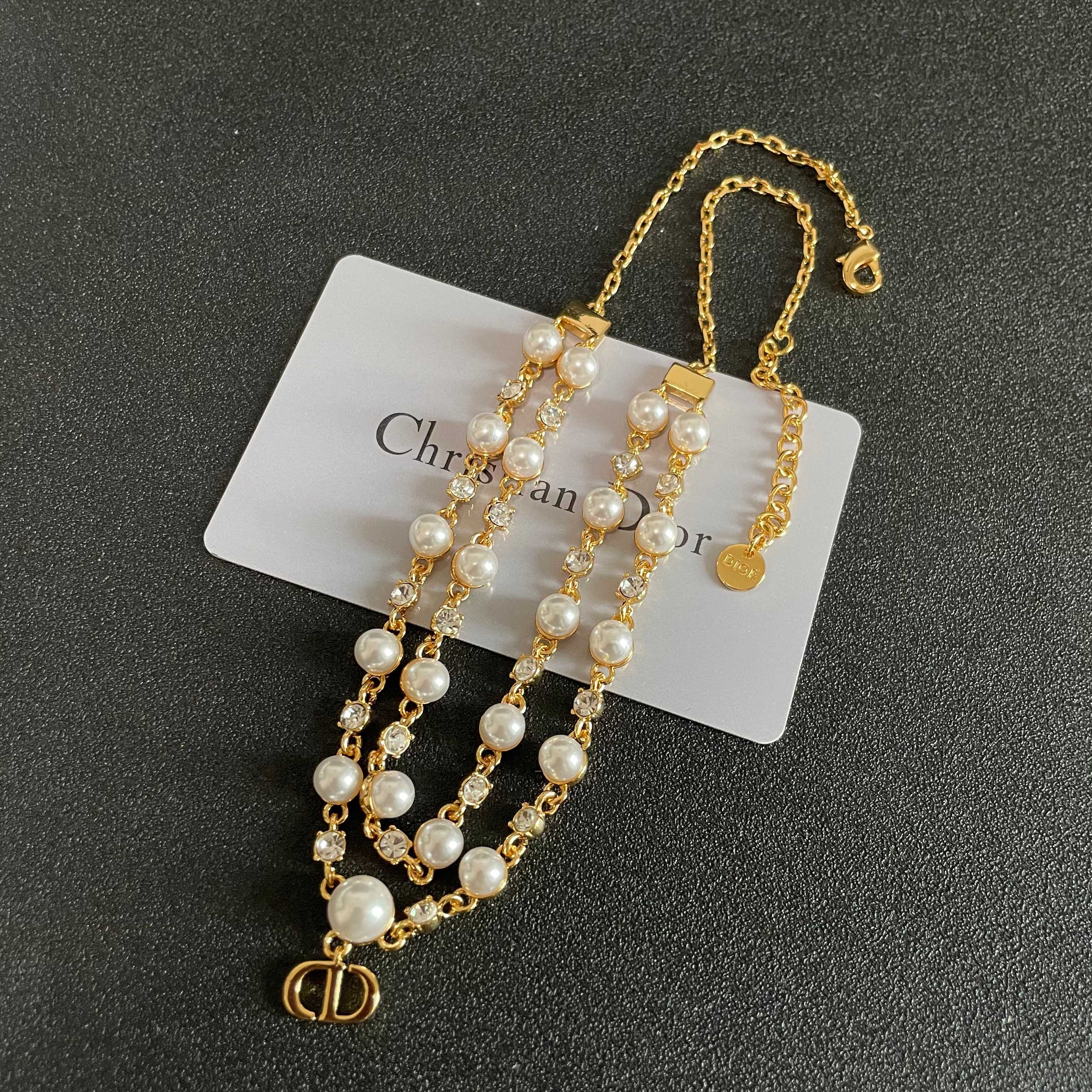👑Dior 迪奥  中古 项链 专柜一致上新 精选原版一致 黄铜材质 甜美气质高雅.