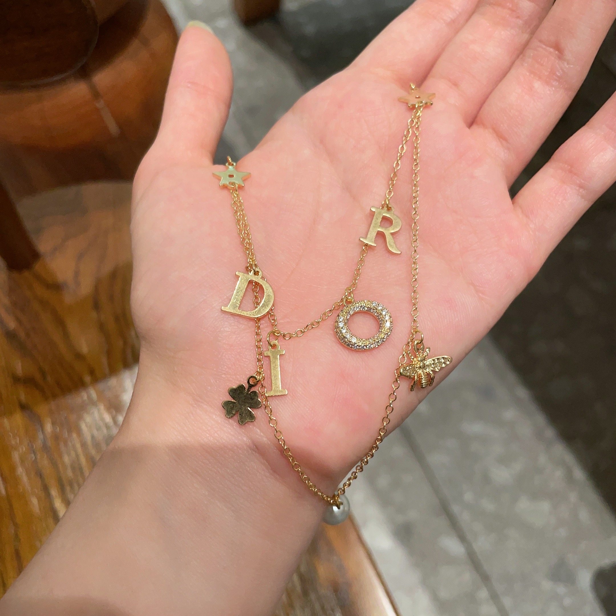 👑Dior 迪奥  中古 项链 专柜一致上新 精选原版一致 黄铜材质 甜美气质高雅.