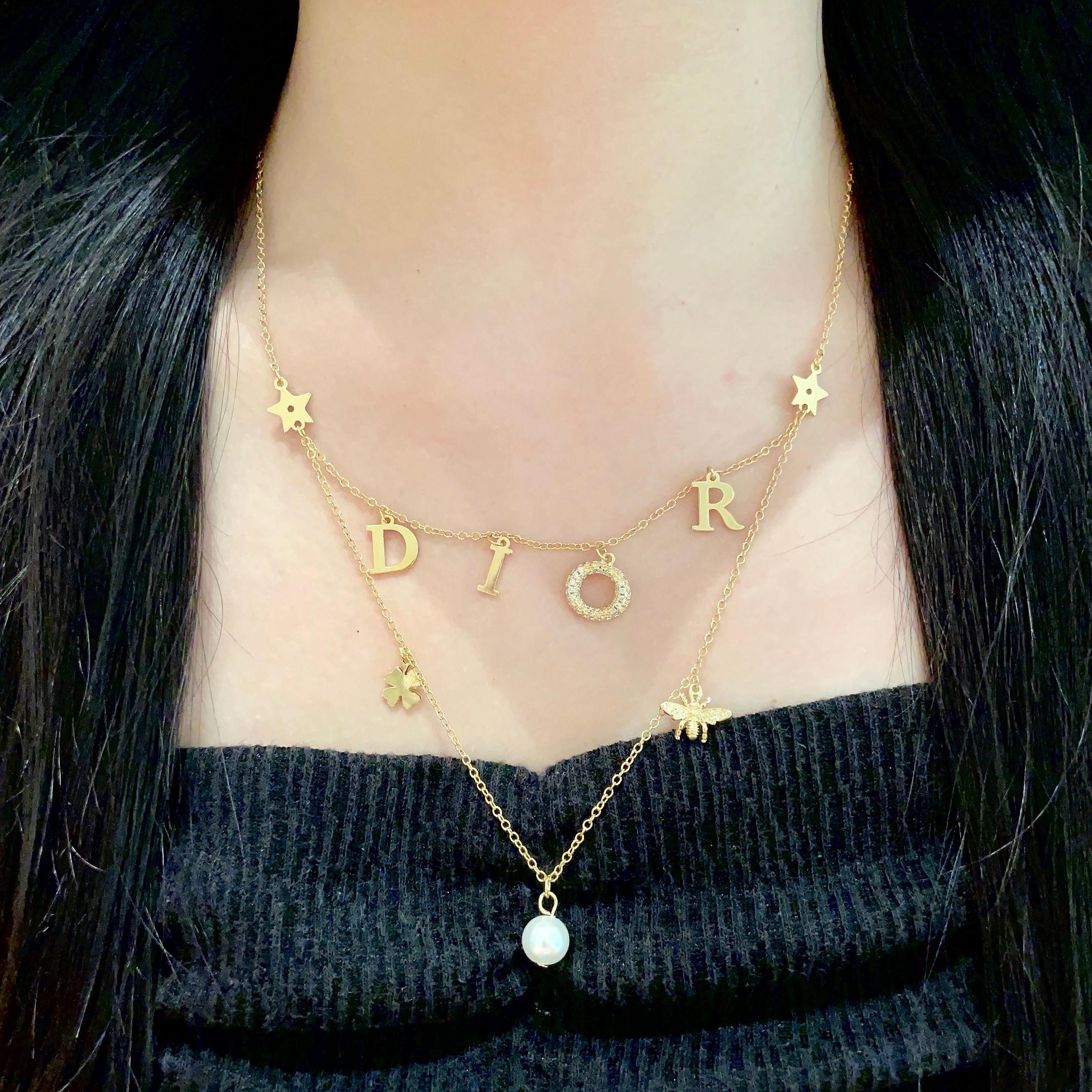 👑Dior 迪奥  中古 项链 专柜一致上新 精选原版一致 黄铜材质 甜美气质高雅.