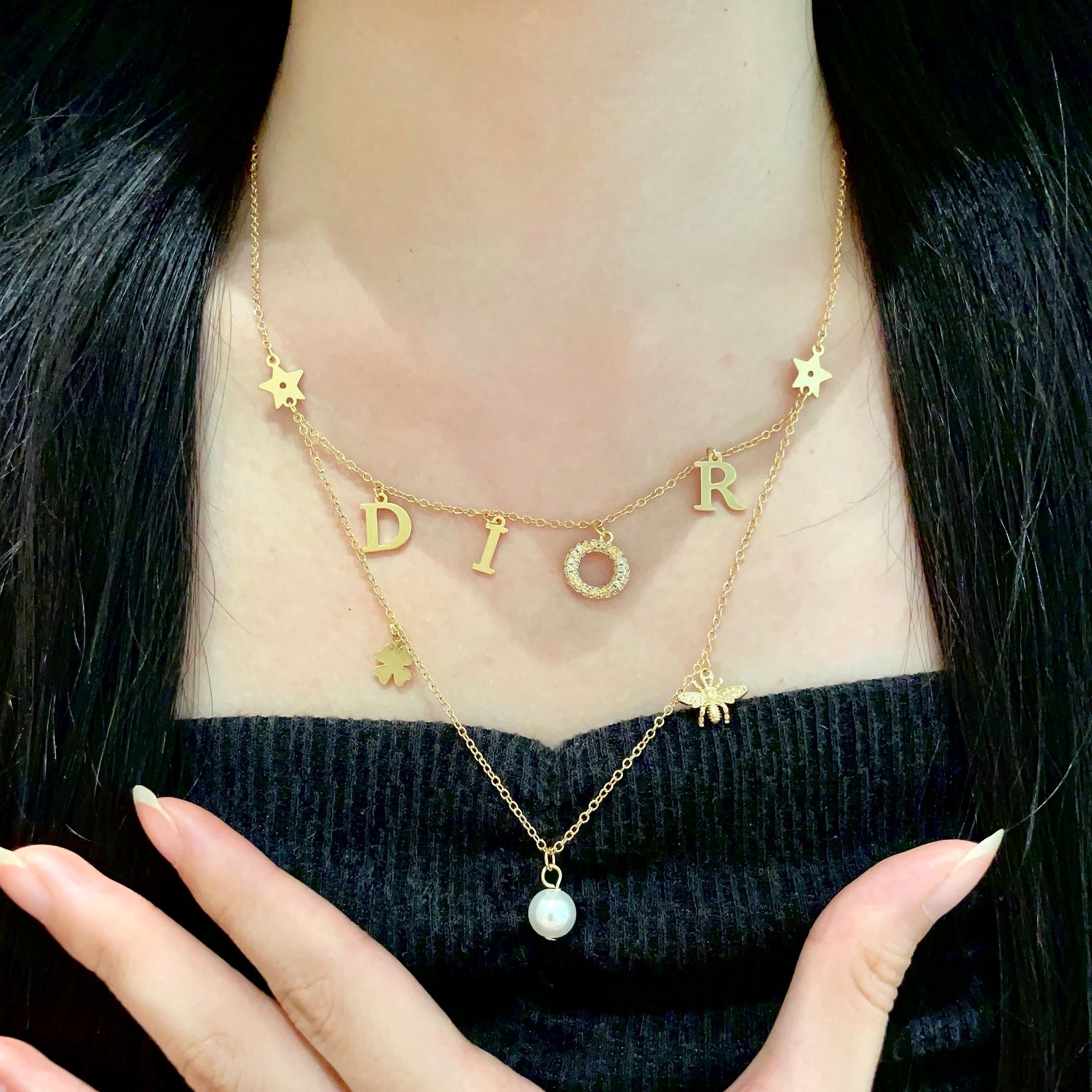👑Dior 迪奥  中古 项链 专柜一致上新 精选原版一致 黄铜材质 甜美气质高雅.
