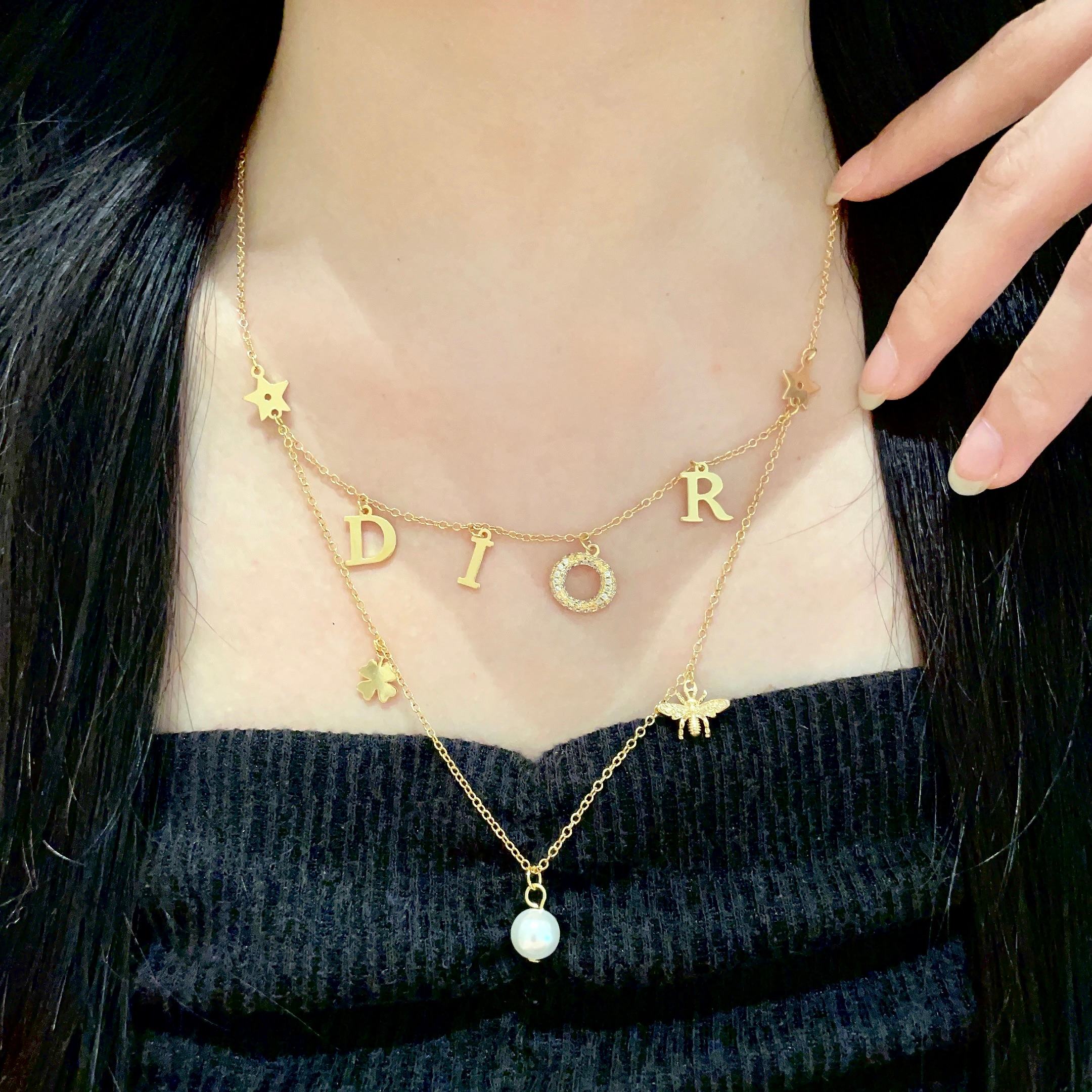 👑Dior 迪奥  中古 项链 专柜一致上新 精选原版一致 黄铜材质 甜美气质高雅.