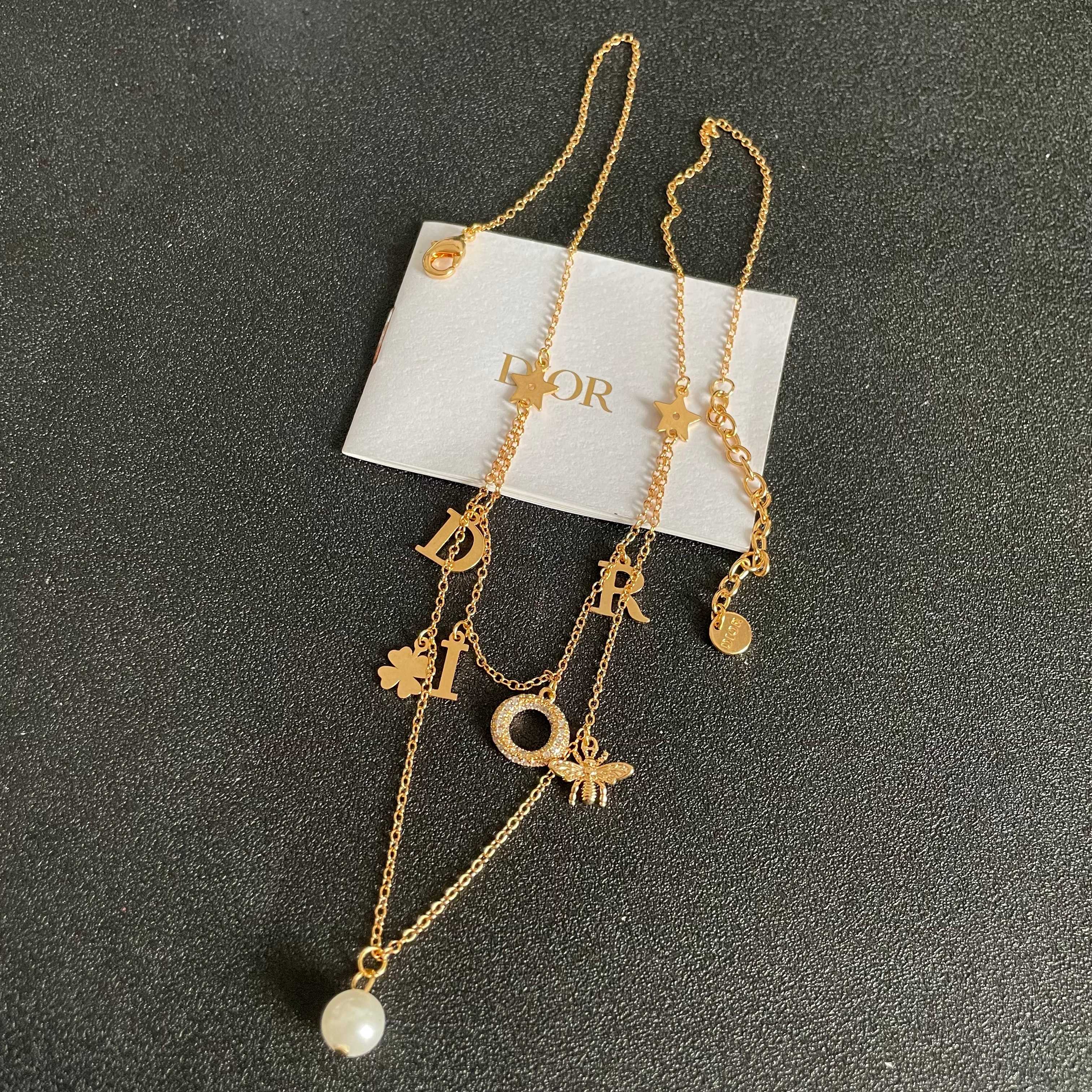 👑Dior 迪奥  中古 项链 专柜一致上新 精选原版一致 黄铜材质 甜美气质高雅.