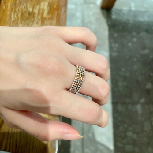 Elegant Crystal Ring with Iconic Double C Logo Design, Perfect for Stacking