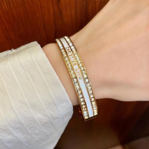 Dior CD Diamond Embellished Bangle Bracelet - Stylish Summer Essential 1 Dior CD Diamond Embellished Bangle Bracelet - Stylish Summer Essential
