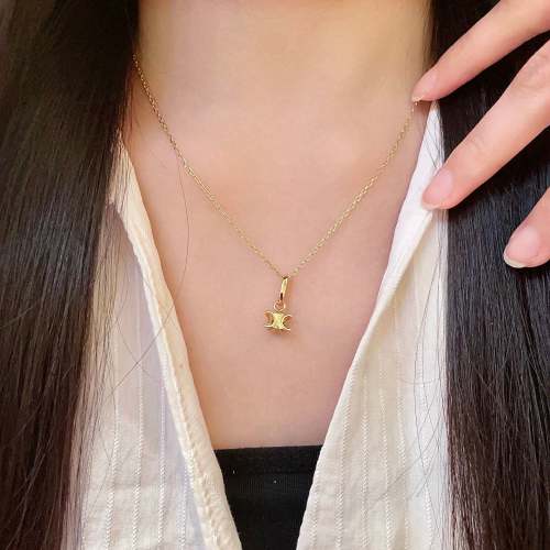 Celine Triomphe Pendant Necklace in Brass with Gold Finishing for Women 1 Celine Triomphe Pendant Necklace in Brass with Gold Finishing for Women