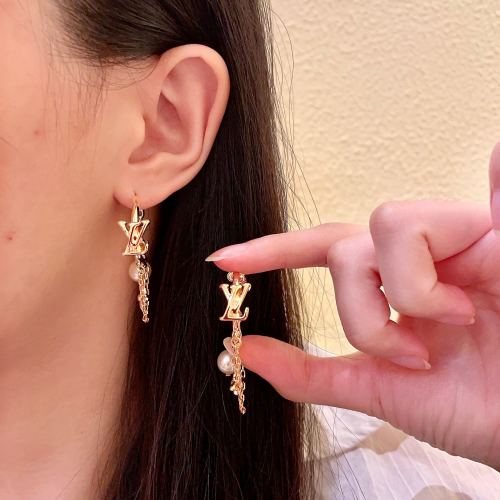Louis Vuitton Gold-Tone & Pearl Drop Earrings, Luxury Designer Jewelry 1 Louis Vuitton Gold-Tone & Pearl Drop Earrings, Luxury Designer Jewelry