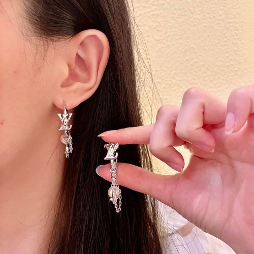 Louis Vuitton Silver-Tone Drop Earrings with Pearls, Women Jewelry 1 Louis Vuitton Silver-Tone Drop Earrings with Pearls, Women Jewelry