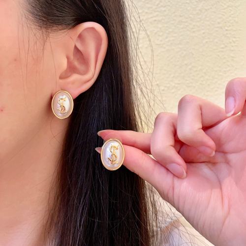 Yves Saint Laurent Gold-Tone & Pearl Effect Metal Earrings
