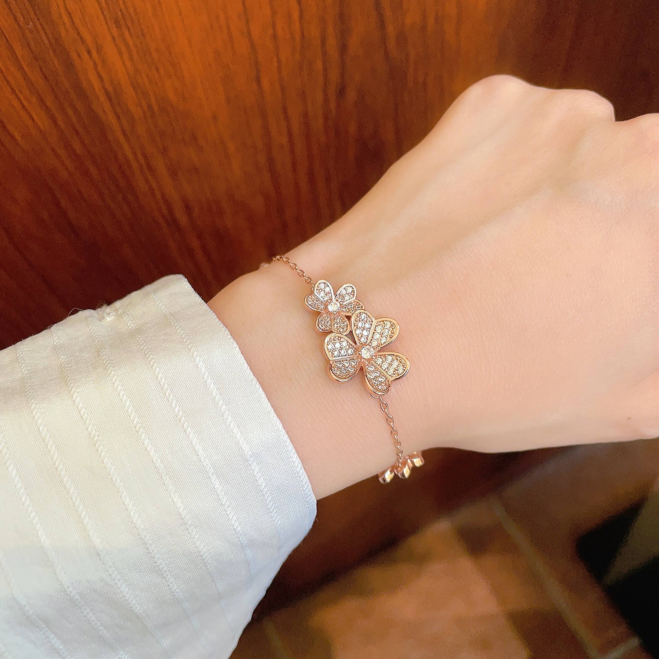 Van Cleef Arpels Frivole bracelet Rose gold clear diamond 17cm