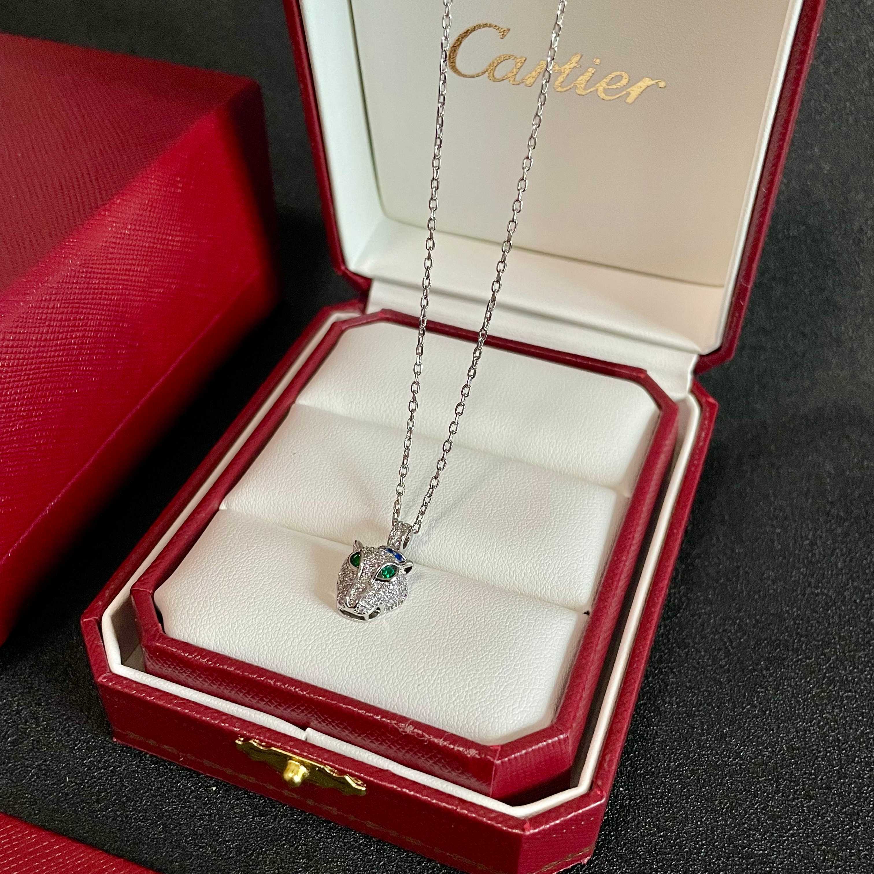 Cartier 新款白金卡地亚豹头项链 超厚实 超霸气豹 logo字印 独特设计 男女通用