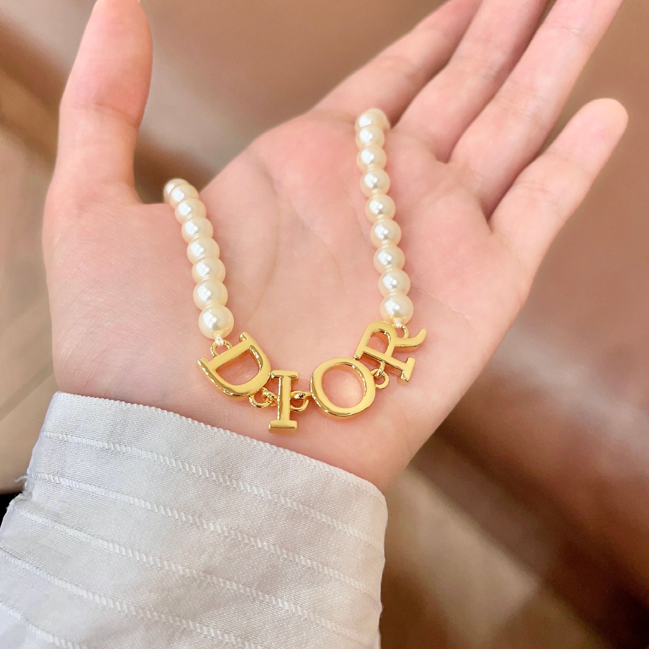 👑Dior 迪奥  中古 项链 专柜一致上新 精选原版一致 黄铜材质 甜美气质高雅.