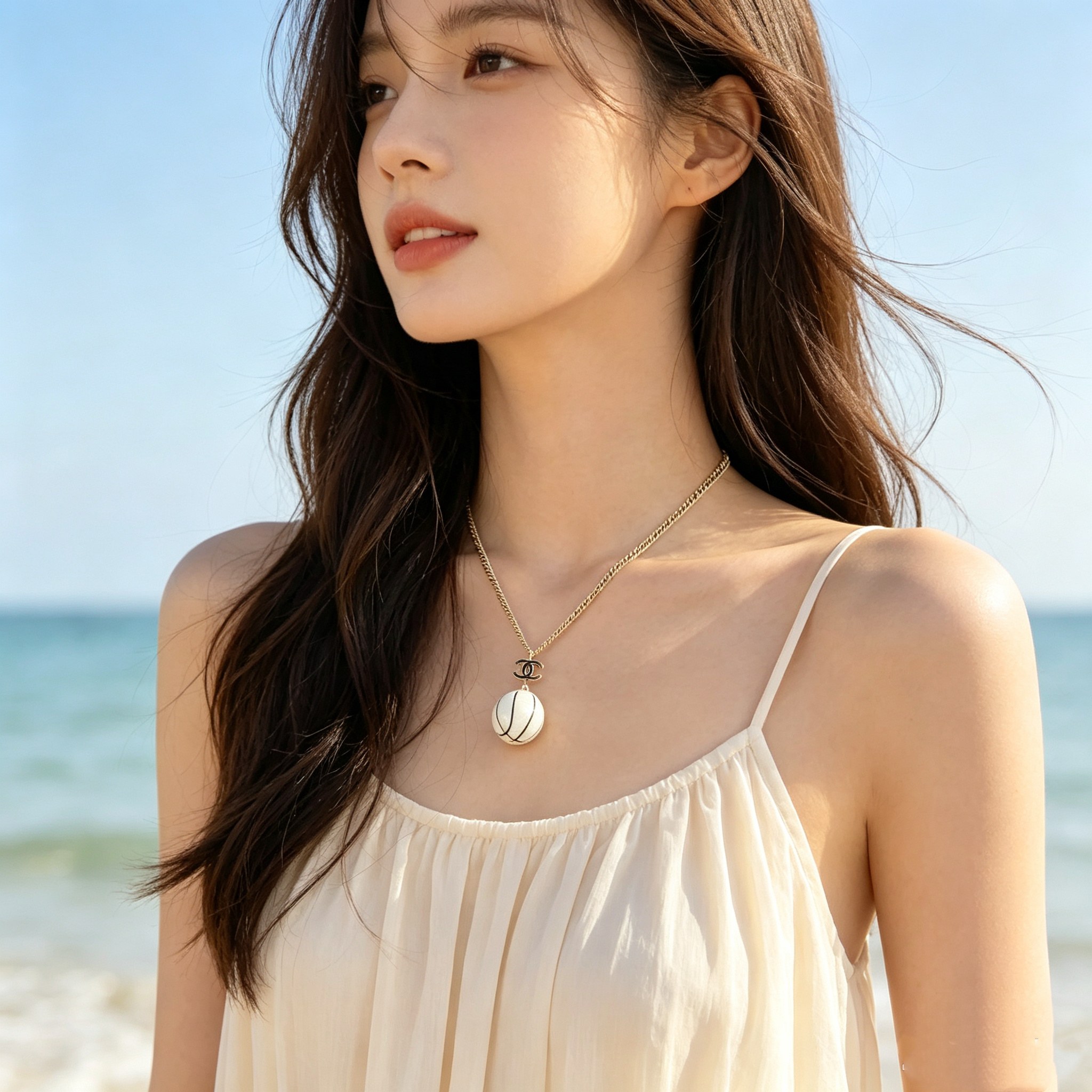 Chanel CC Basketball Pendant Necklace necklace Gold-tone metal white enamel with black line detailing black enamel CC logo 60cm with 7cm extender chain