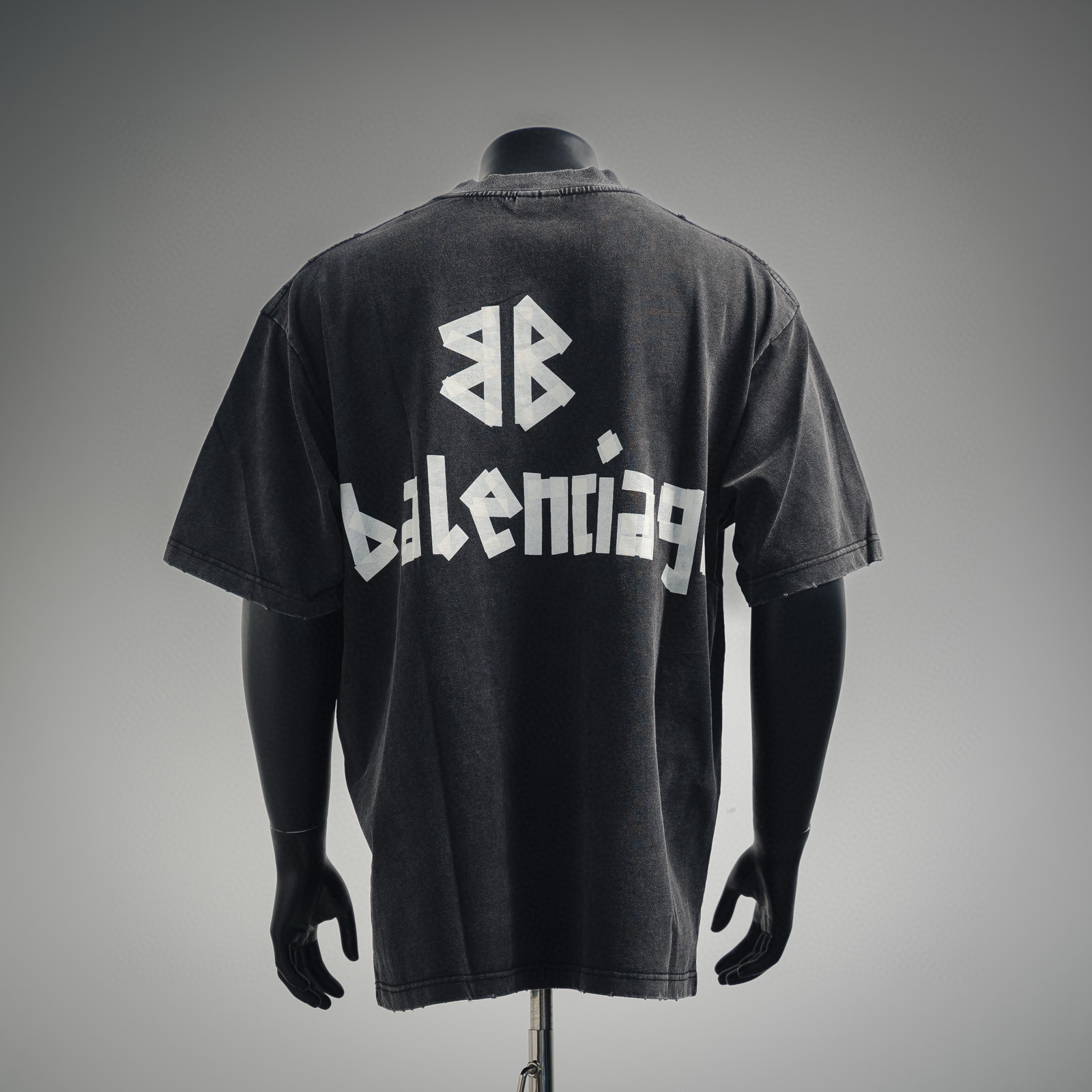 Balenciaga/巴黎世家 洗水工艺胶印胶带字母短袖T恤