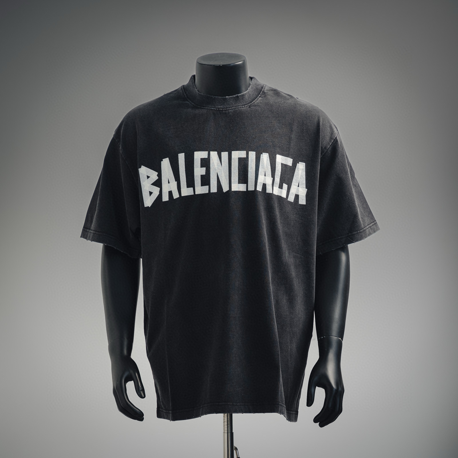 Balenciaga/巴黎世家 洗水工艺胶印胶带字母短袖T恤