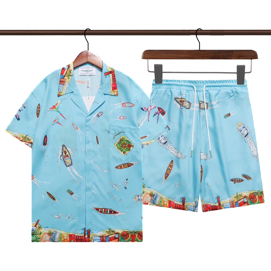 YIS Q285# Pants YIS K92# Casablanca Casablanca, new 2024, short-sleeve shirt (package) M L XL 2XL 3XL