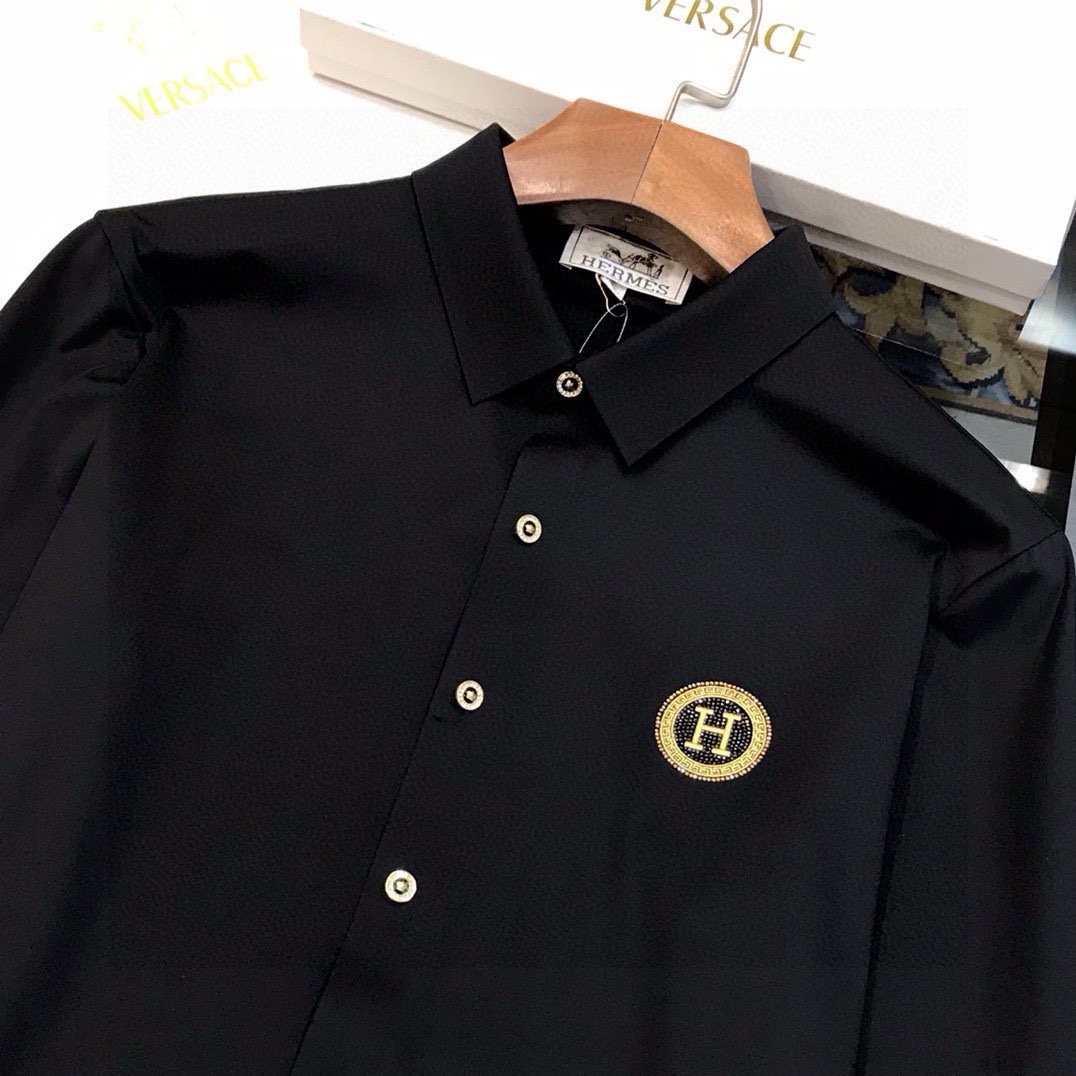   H*RMES 爱马仕新款男士原单休闲长袖衬衫 官网同步发售 ✨简洁时尚百搭 高端品质✨无缝切割包边 