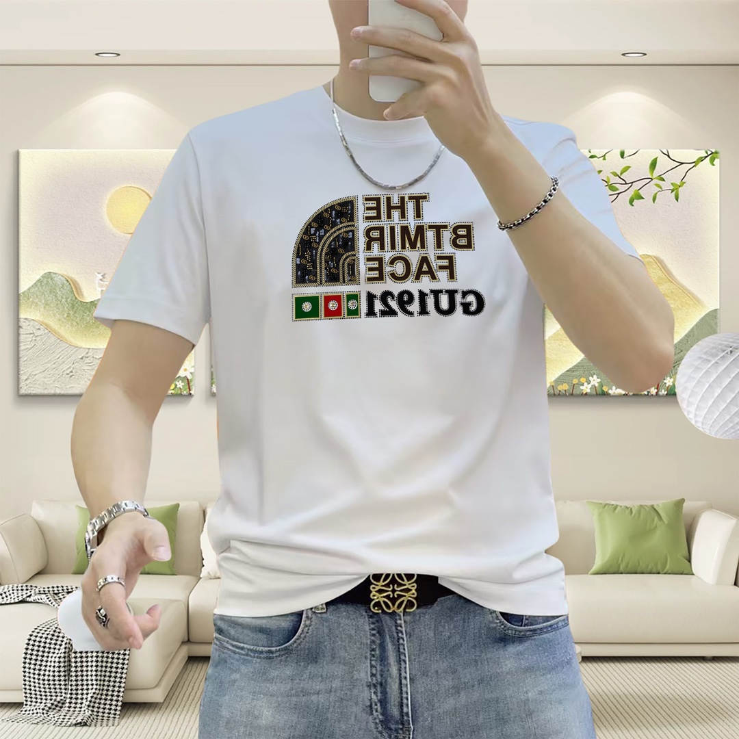   G*cci 古齐&北面联名款2025春夏新款原单男士圆领短袖T恤 ✨✨高端定制 时尚百搭✨✨ 柜台同