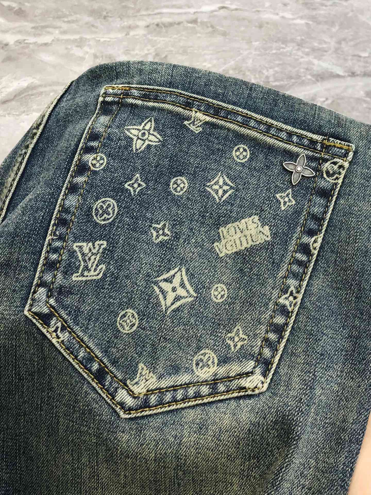  LV 路易威登2024早秋新款男士修身小脚牛仔裤 官网同步✨✨简洁时尚 爆款 高端定制 原单狠货 ✨✨