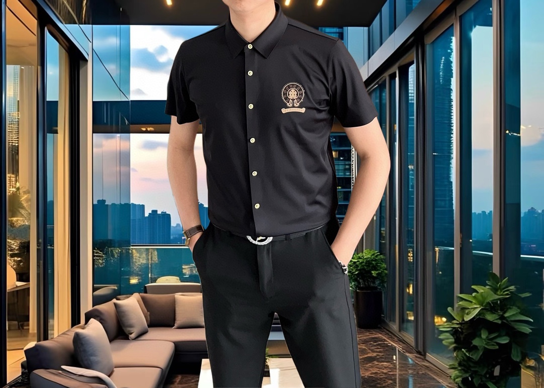  克罗心2025早春新款男士原单休闲短袖衬衫 官网同步发售 ✨简洁时尚百搭 高端品质✨无缝切割包边 印胶