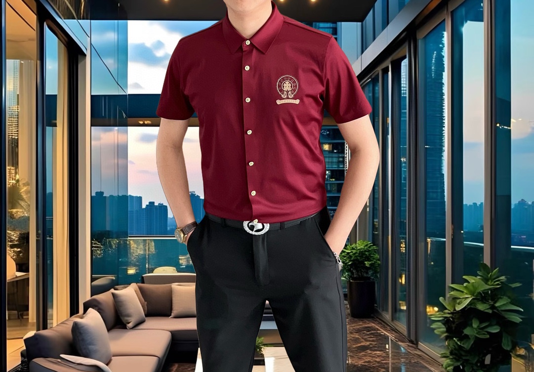  克罗心2025早春新款男士原单休闲短袖衬衫 官网同步发售 ✨简洁时尚百搭 高端品质✨无缝切割包边 印胶