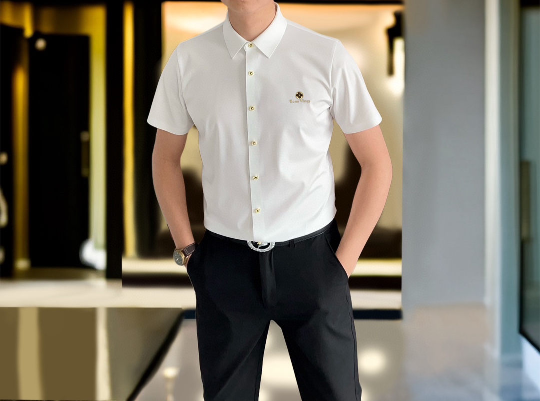  LV 路易威登2025早春新款男士原单休闲短袖衬衫 官网同步发售 ✨简洁时尚百搭 高端品质✨无缝切割包
