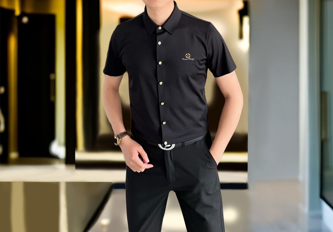  LV 路易威登2025早春新款男士原单休闲短袖衬衫 官网同步发售 ✨简洁时尚百搭 高端品质✨无缝切割包