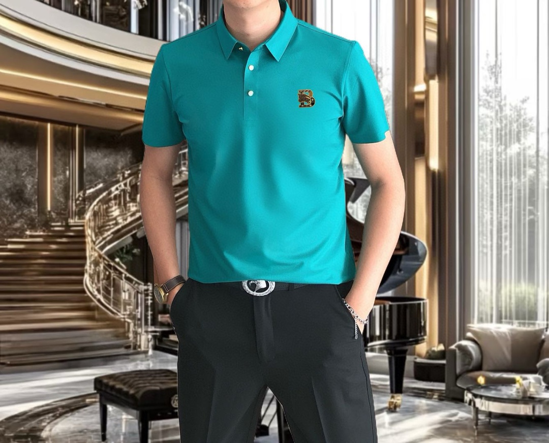  BURBE** 巴宝莉2025春夏新款原单男士翻领短袖Polo衫T恤 爆款🔥  ✨简洁时尚百搭 高端品