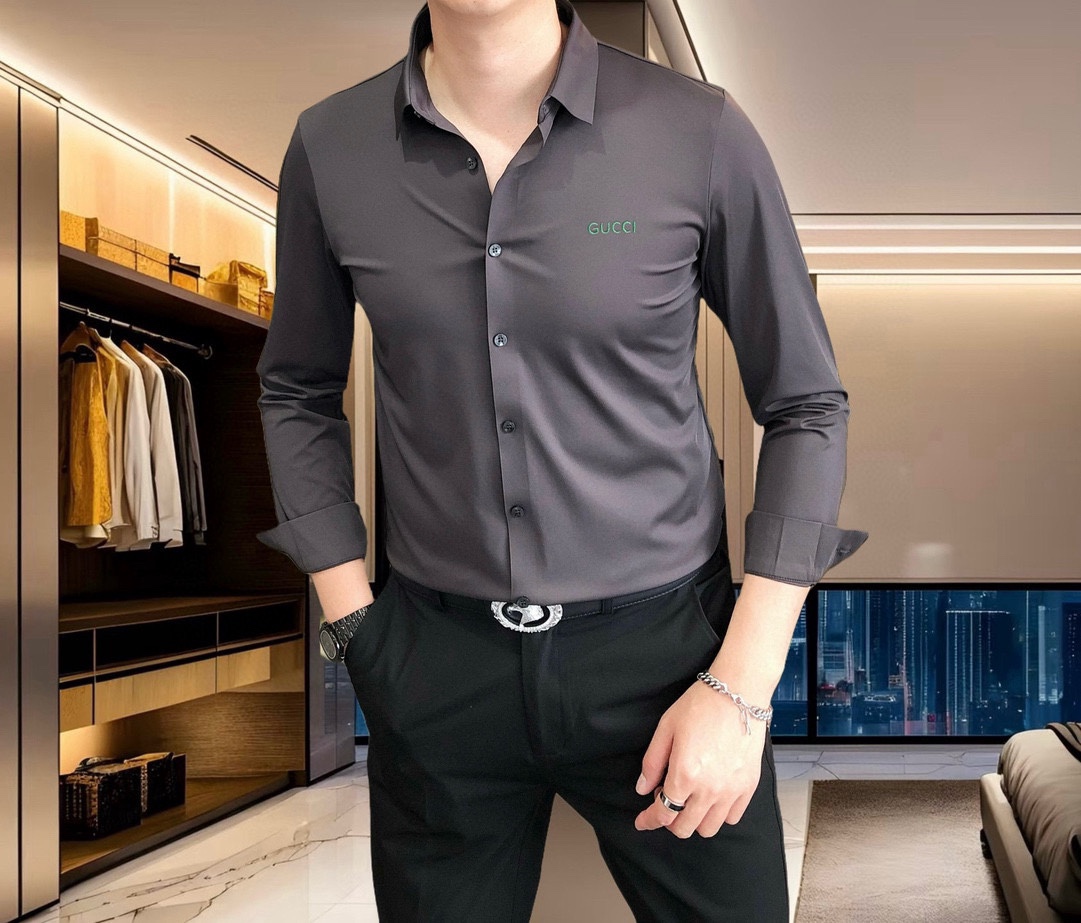 “New Spring 2025 G*cci Long-Sleeve Shirts: High-Quality Fashion with Unique Design” - 图片 7