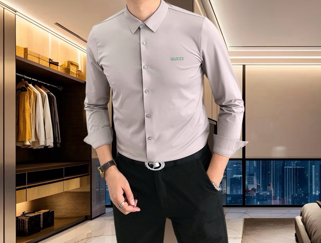 “New Spring 2025 G*cci Long-Sleeve Shirts: High-Quality Fashion with Unique Design” - 图片 5
