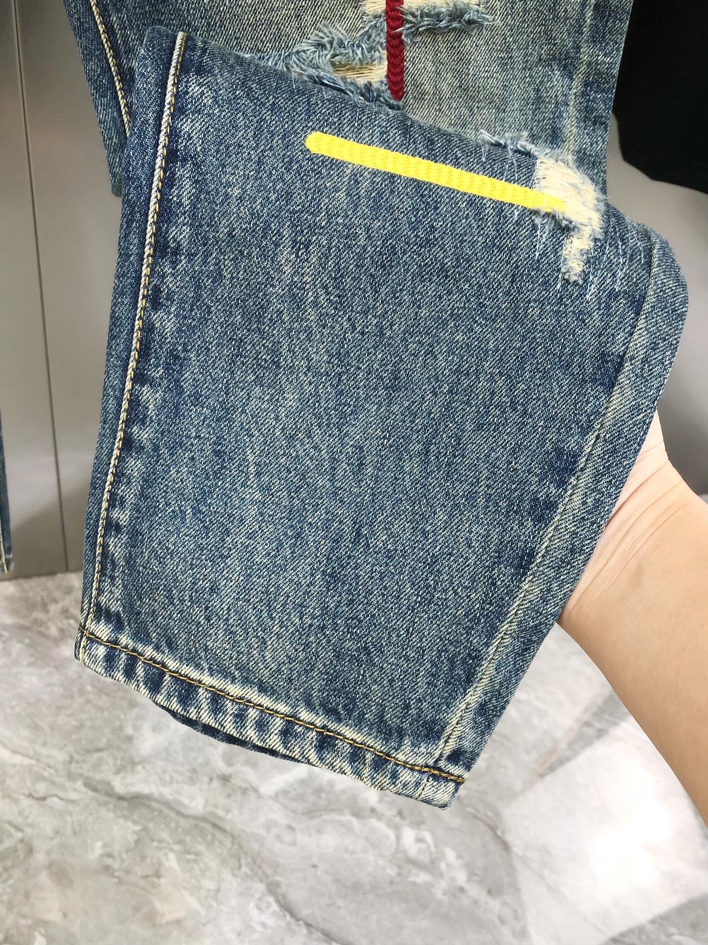 2025 Spring-Summer Man-Cracker Jeans: High-End Custom Fashion with Unique Logo Embroidery - 图片 9