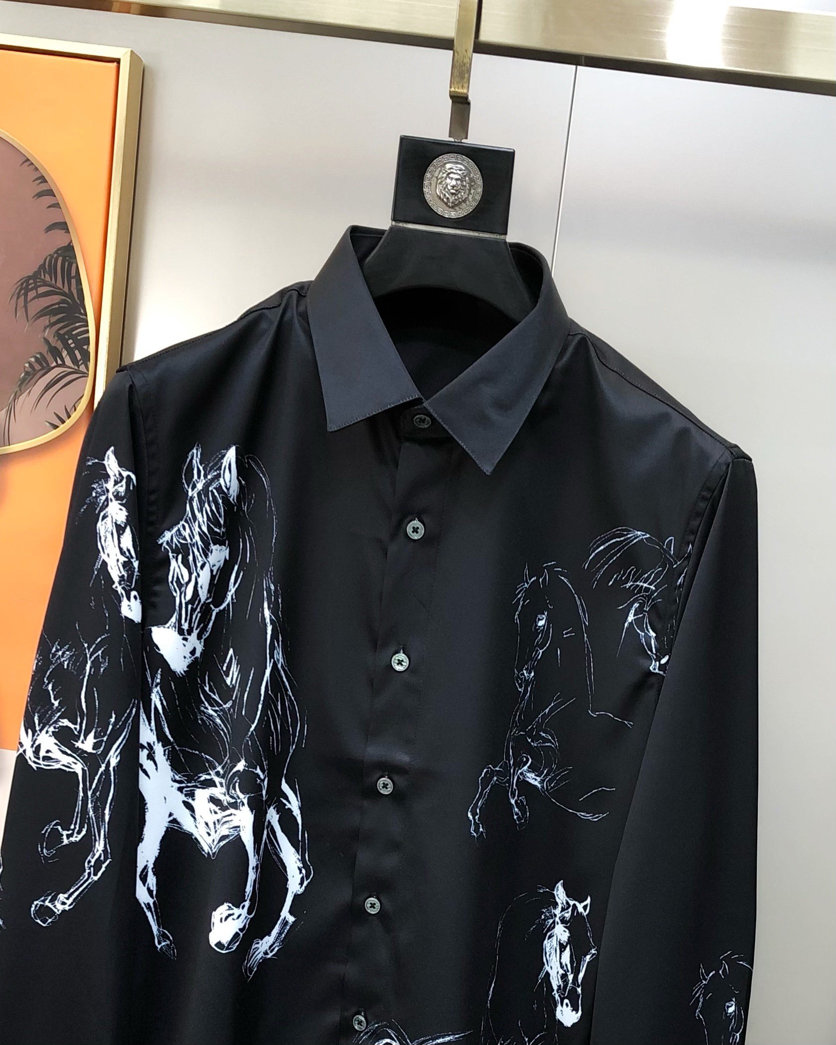 H*rmes Men's Casual Long Sleeve Shirt with Horse Print - High Fashion 5 i1750681542 6257 8