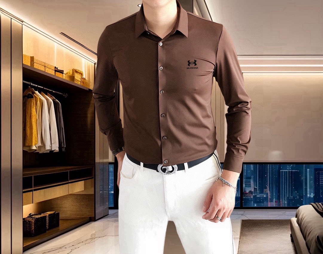 “2025 Parisian Balenciaga Long-Sleeve Shirt: 3D Logo, Custom Caramel Fabric, High Quality” - 图片 4