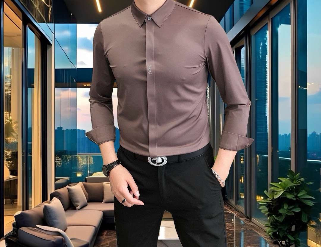 YSL Men’s Long-Sleeved T-shirts 205: High-Quality Fashion with Custom Logo Design - 图片 7