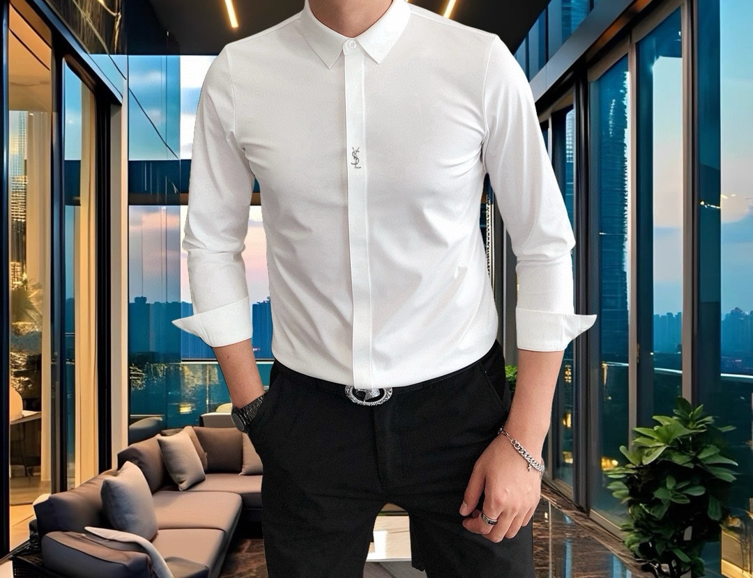 YSL Men’s Long-Sleeved T-shirts 205: High-Quality Fashion with Custom Logo Design - 图片 3